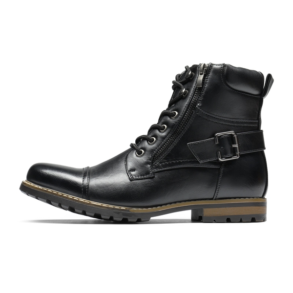 Men's Motorcycle Combat Boots With A Casual Vibe - BLACK - 2